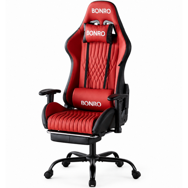 Геймерське крісло з підставкою для ніг Bonro 1002G-1 червоне (42401213) 42401213 фото