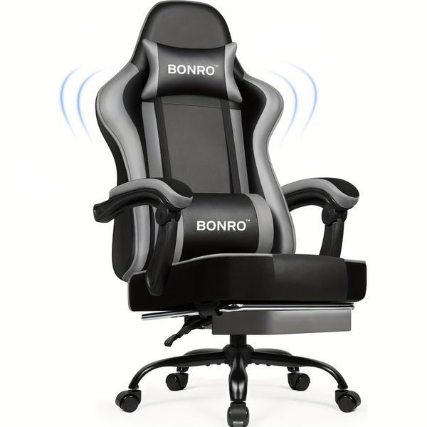 Кресло офисное с подставкой для ног Bonro B-059 серое (42412134) 42412134 фото