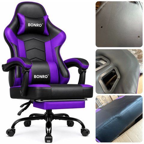 Геймерське крісло з підставкою для ніг Bonro B-203 фіолетове (005) ***** (42413185) 42413185 фото
