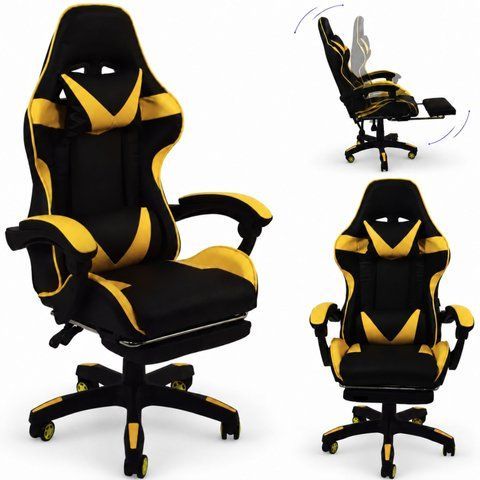Игровое кресло Bonro B-810 желтое с подставкой для ног (42300046) 42300046 фото
