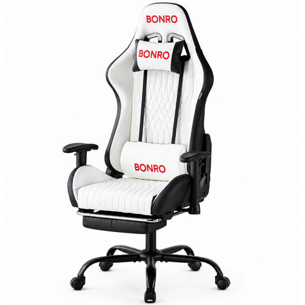 Геймерське крісло з підставкою для ніг Bonro 1002G-1 біле (42401210) 42401210 фото