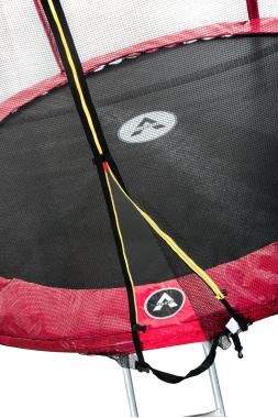Батут Atleto 404 см с двойными ногами с сеткой красный (2 места)  