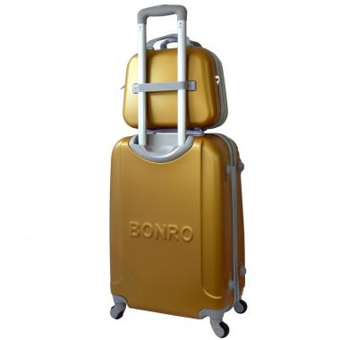 Комплект чемодан Bonro Smile (небольшой) + кейс Bonro Smile (средний) золотой 
