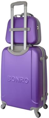 Комплект чемодан Bonro Smile (небольшой) + кейс Bonro Smile (средний) фиолетовый 