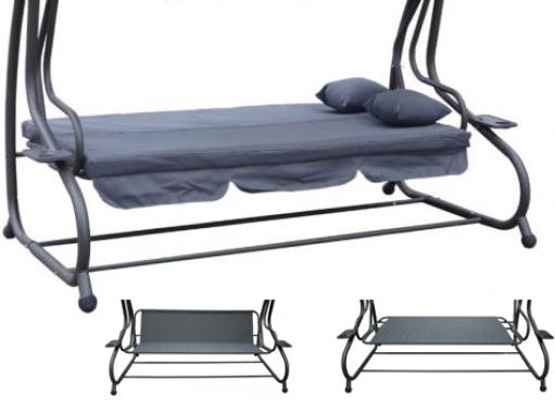 Качеля садовая Bonro Garden серая 4 местная 230 см ширина 