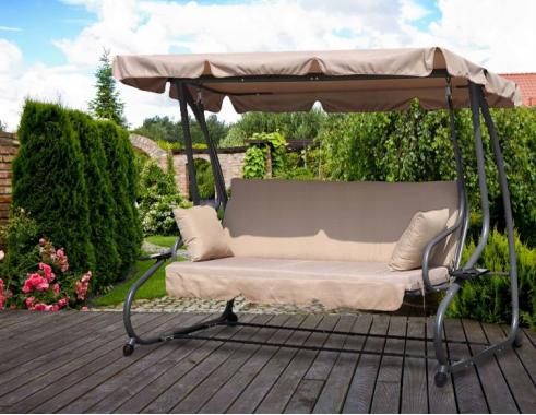 Качеля садовая Bonro Garden бежевая 4 местная 230 см ширина 