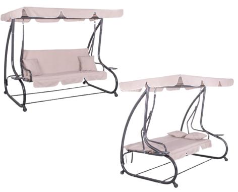 Качеля садовая Bonro Garden бежевая 4 местная 230 см ширина 