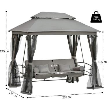 Качеля садовая с москитной сеткой Bonro JD3060 серая 