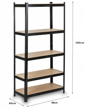 Стеллаж металлический 180х90х40 P9040 Siker GoodTool черный 5 полок 