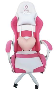 Кресло геймерское Bonro Lady 807 розово-белое 