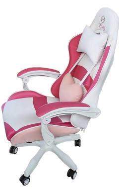 Кресло геймерское Bonro Lady 807 розово-белое 