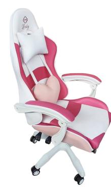Кресло геймерское Bonro Lady 807 розово-белое 