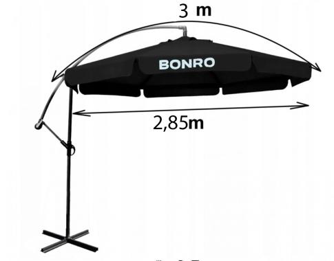  Парасоля садова з нахилом та підставкою чорна Bonro B-7218 3м 6 спиць