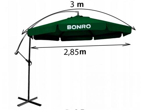  Парасоля садова з нахилом та підставкою зелена Bonro B-7218 3м 6 спиць