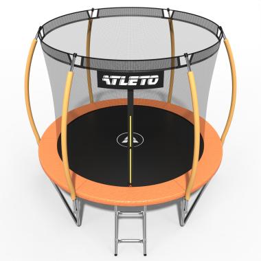 Батут детский 252 см с внутренней сеткой и стремянкой Atleto оранжевый + подарок мячик 