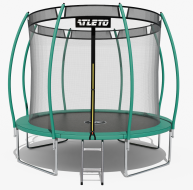 Батут Atleto 374 см з внутрішньою сіткою та драбинкою зелений