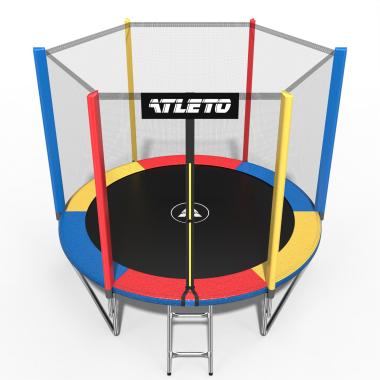 Батут Atleto 183 см с сеткой и стремянкой multikolor + подарок мячик 