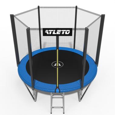 Батут детский с сеткой и стремянкой 252 см Atleto + подарок мячик 