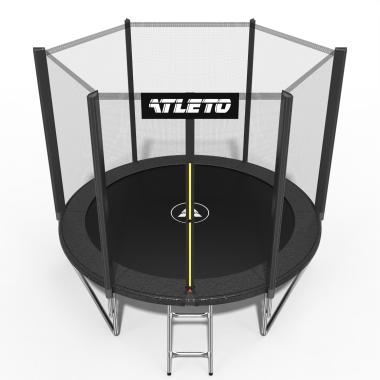 Батут детский с сеткой и стремянкой 312 см Atleto черный + подарок мячик 