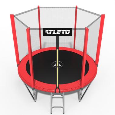  Батут дитячий з сіткою та драбинкою 312 см Atleto червоний + подарунок м'ячик