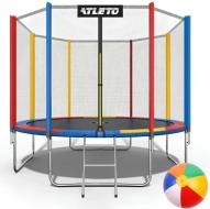 Батут Atleto 374 см с сеткой и стремянкой multikolor + подарок мячик