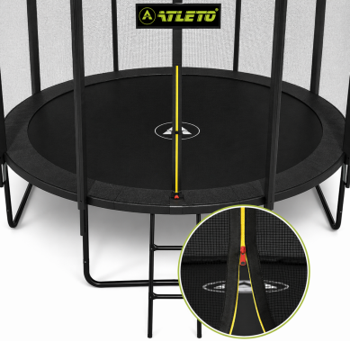Батут с сеткой и стремянкой 374 см Atleto Black + подарок мячик 
