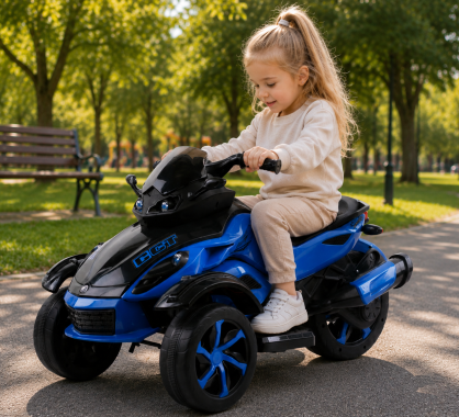 Детский электромотоцикл трицикл Spoko SP-610 синий 