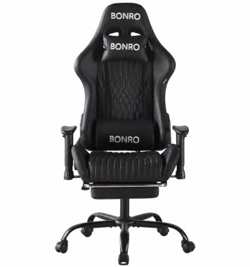 Геймерское кресло с подставкой для ног Bonro 1002G-1 черное 