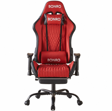 Геймерское кресло с подставкой для ног Bonro 1002G-1 красное 