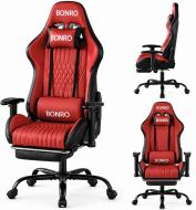 Геймерское кресло с подставкой для ног Bonro 1002G-1 красное
