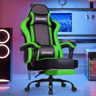 Кресло офисное с подставкой для ног Bonro B-059 зеленое