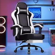 Кресло офисное с подставкой для ног Bonro B-059 белое