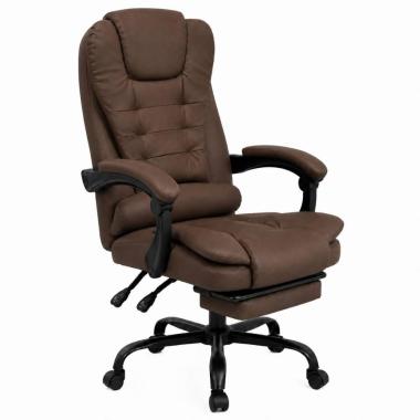  Крісло офісне на колесах Bonro B-6071 коричневий з підставкою для ніг