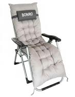 Шезлонг кресло садовый, туристический Bonro B-03 серый + подушка