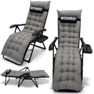 Шезлонг лежак с подушкой и подстаканником Bonro B-06 серый 120 кг