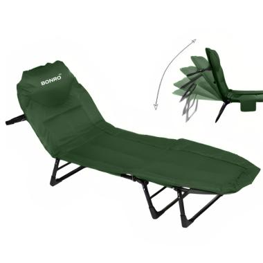 Шезлонг лежак кровать раскладная Bonro B2002-4 темно-зеленый 