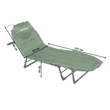 Шезлонг лежак кровать раскладная Bonro B2002-4 темно-зеленый 