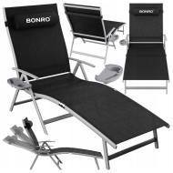 Садовый лежак шезлонг с алюминиевой рамой Bonro BG-008 черный