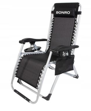 Шезлонг лежак Bonro BG-006 черный + карман 