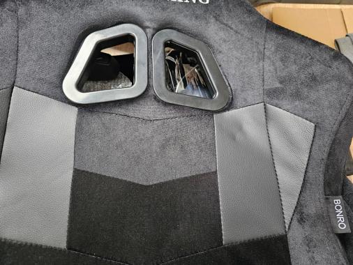  Крісло геймерське з тканини Bonro B-146 чорно-сіре з підставкою для ніг (1701) - уцінений товар