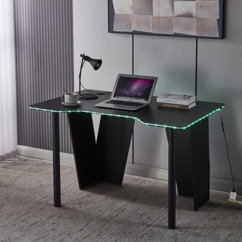 Геймерский игровой компьютерный стол с подсветкой 120 см Bonro B-13 черный RGB LED