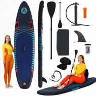 SUP-доска надувная для плавания Atleto 350 см серая + сиденье