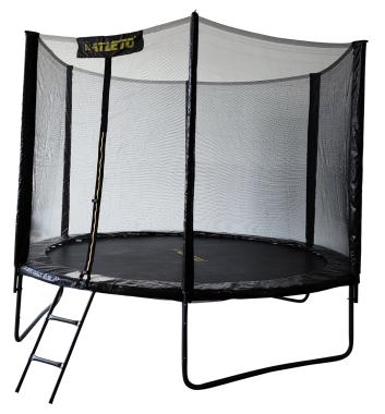 Батут с сеткой и стремянкой 312 cм Atleto Black + подарок мячик 