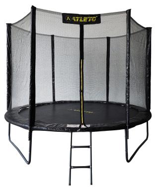 Батут с сеткой и стремянкой 312 cм Atleto Black + подарок мячик 
