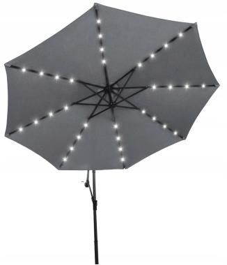  Парасоля садова з підсвіткою LED сіра Bonro B-7012LP 3м 8 спиць