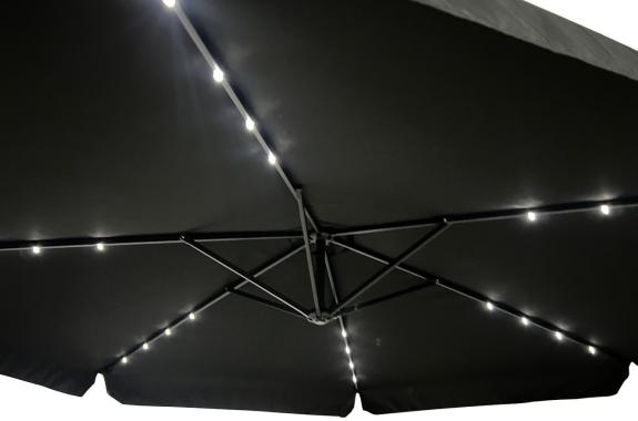  Парасоля садова з підсвіткою LED чорна Bonro B-7218LP 3м 6 спиць