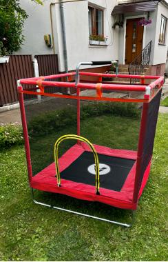  Батут манеж дитячий з сіткою Atleto 120x120 см червоний KRB07