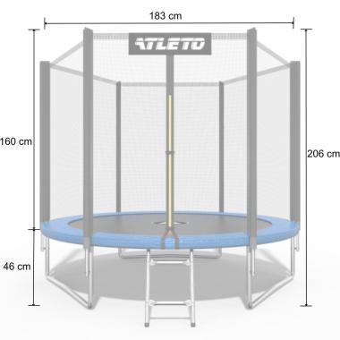 Батут детский с сеткой и стремянкой 183 см Atleto + подарок мячик 