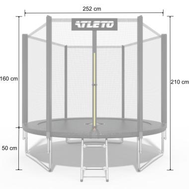 Батут детский с сеткой и стремянкой 252 см Atleto черный + подарок мячик 