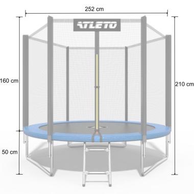 Батут детский с сеткой и стремянкой 252 см Atleto + подарок мячик 
